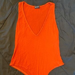 Orange V-Neck Bodysuit